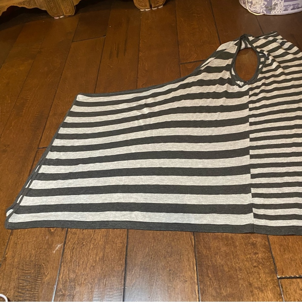 Gray striped open cardigan sweater - Picture 3 of 8